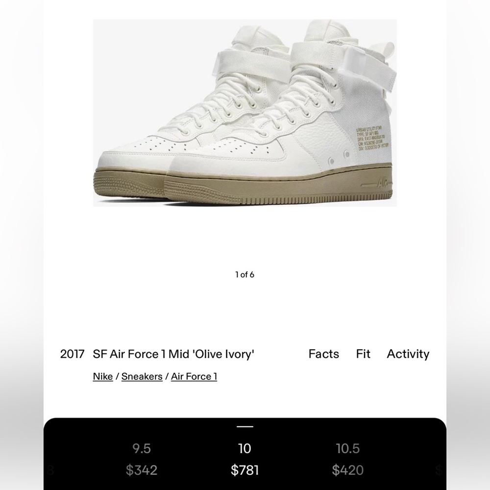 NIKE SF Air Force one AF1 mid olive and white